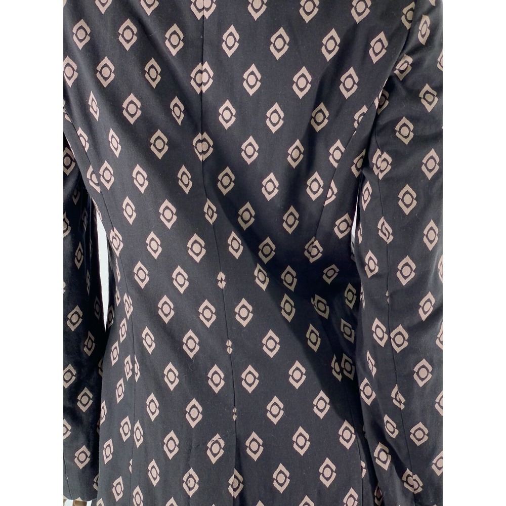 Sigrid Olsen XS Cotton Blazer Jacket Brown w Leaf Pattern Button Front Long Slee - Picture 5 of 7